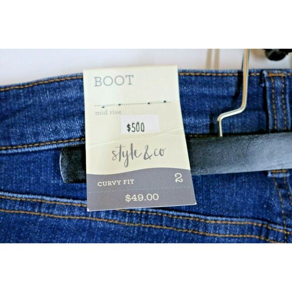 NWT Style & Co Distressed Denim Boot Cut Curvy Fade Jeans Women's Size 2 - Picture 3 of 7